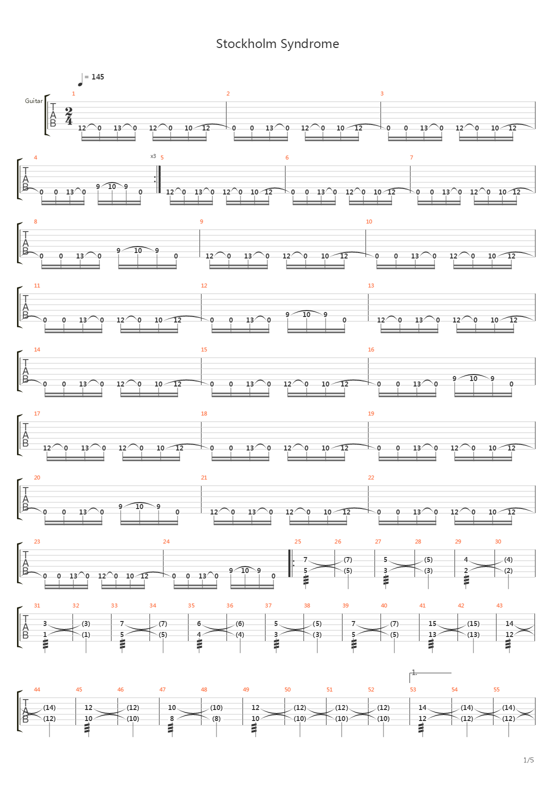 Stockholm Syndrome吉他谱