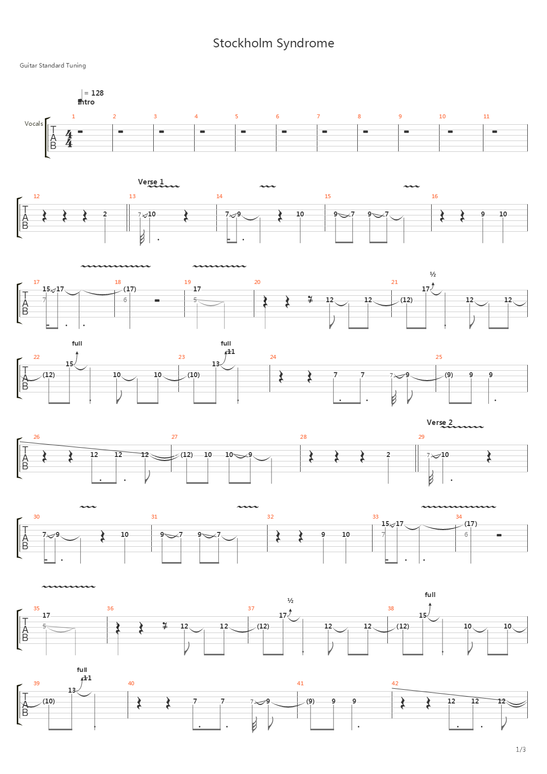 Stockholm Syndrome吉他谱