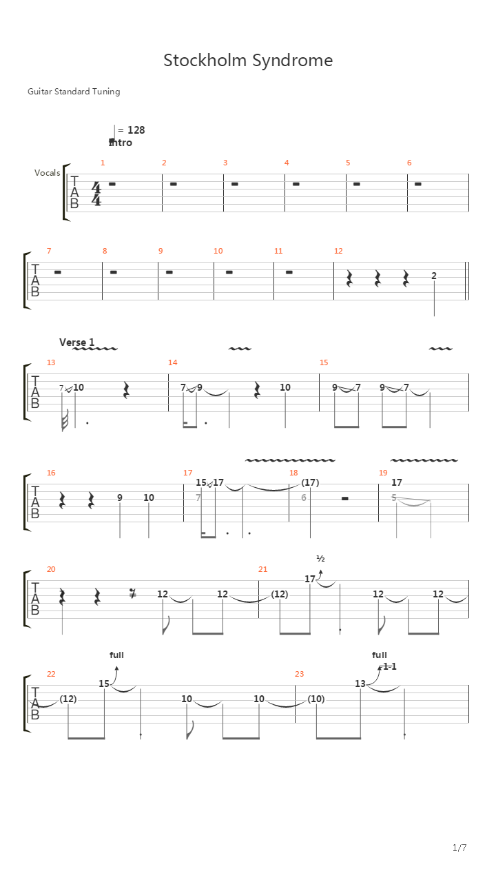 Stockholm Syndrome吉他谱