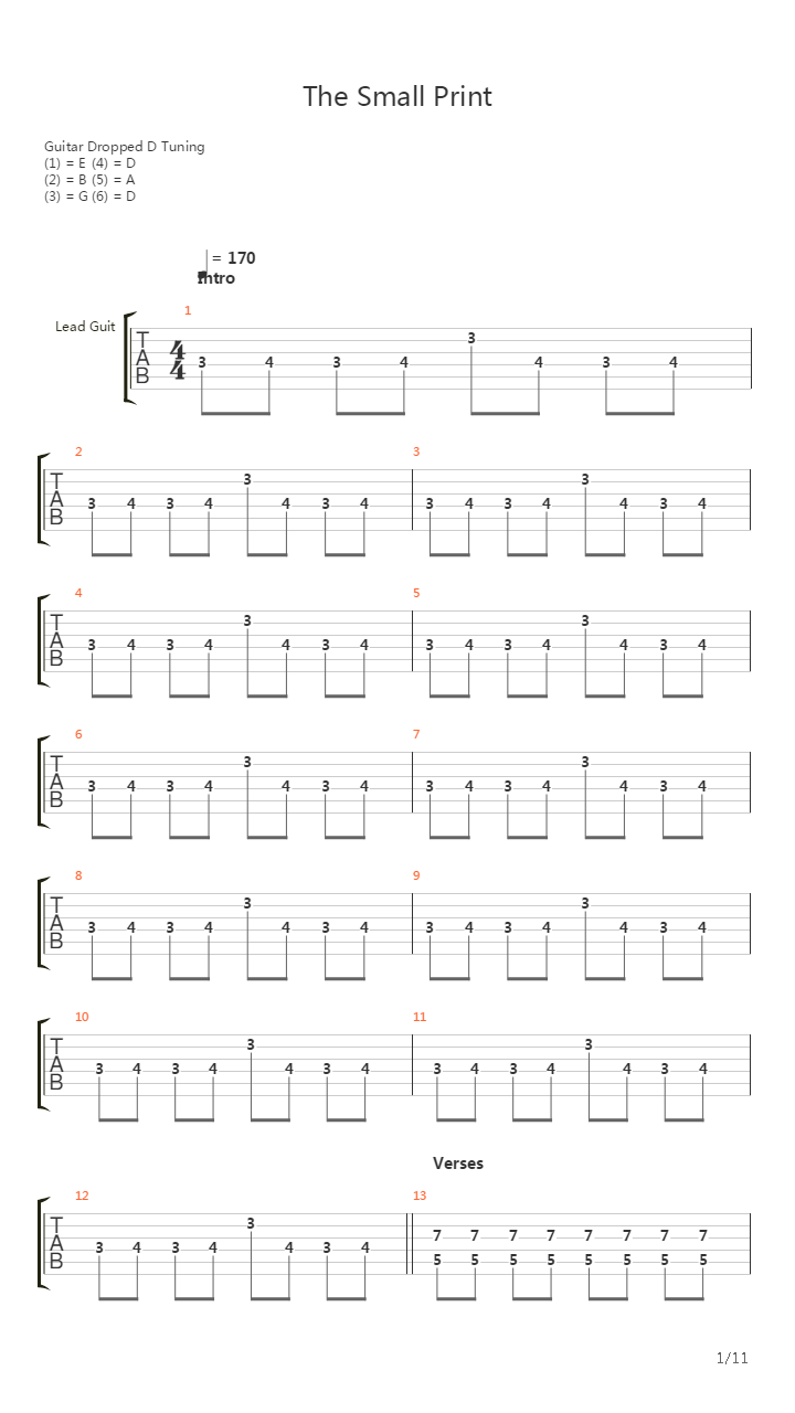 The Small Print吉他谱