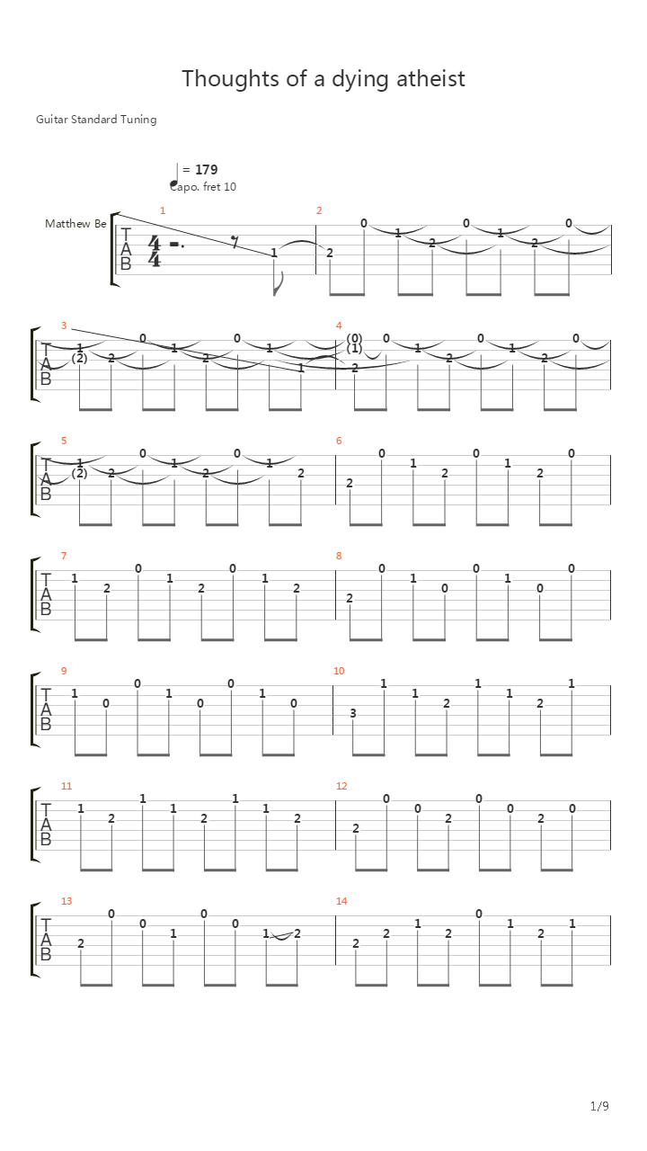 Thoughts Of A Dying Atheist吉他谱