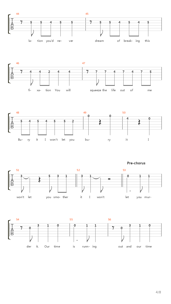 Time Is Running Out吉他谱