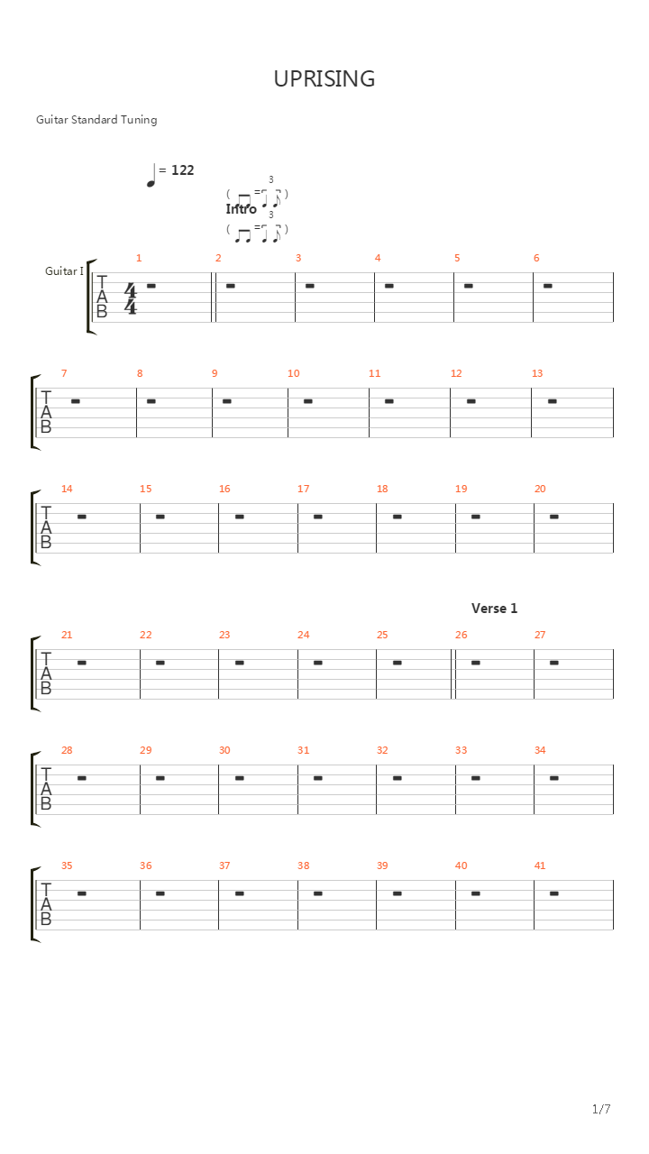 Uprising吉他谱