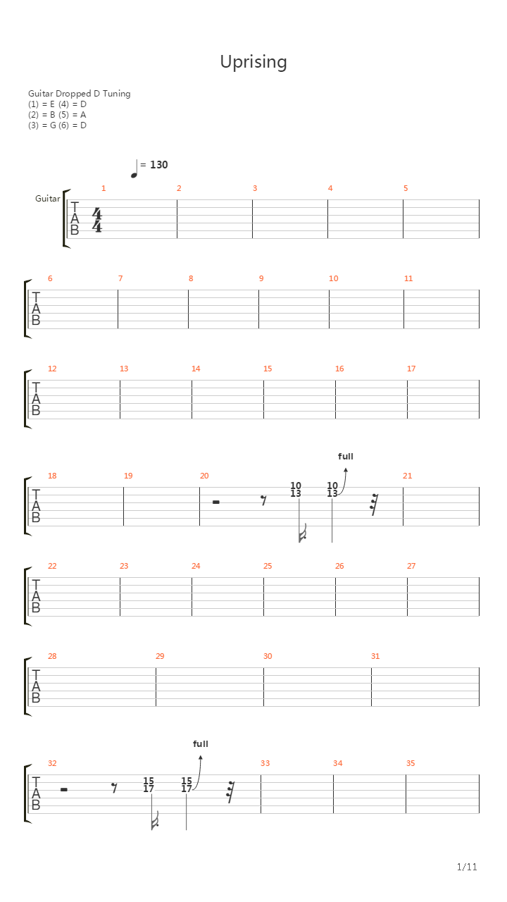 Uprising吉他谱