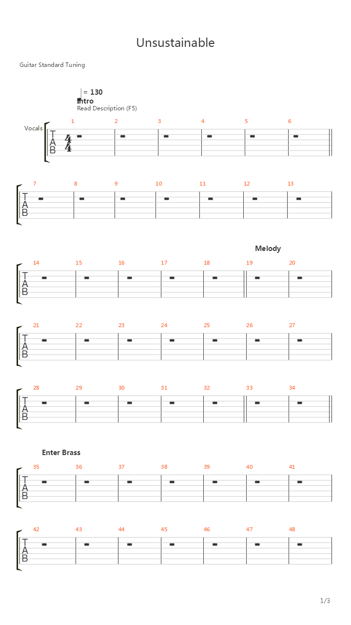 Unsustainable吉他谱