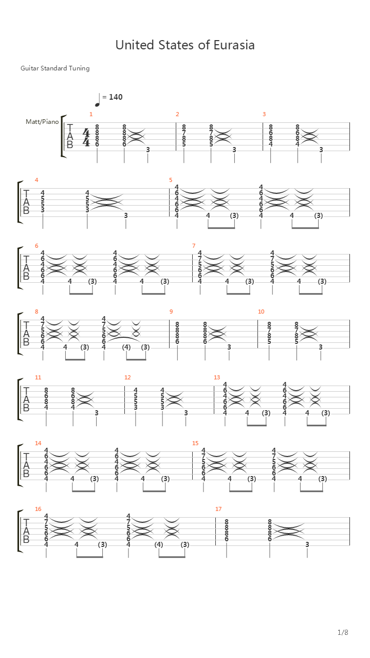 United States Of Eurasia吉他谱