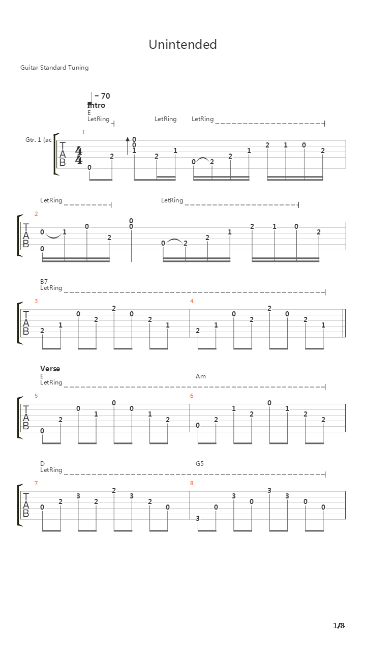 Unintended吉他谱