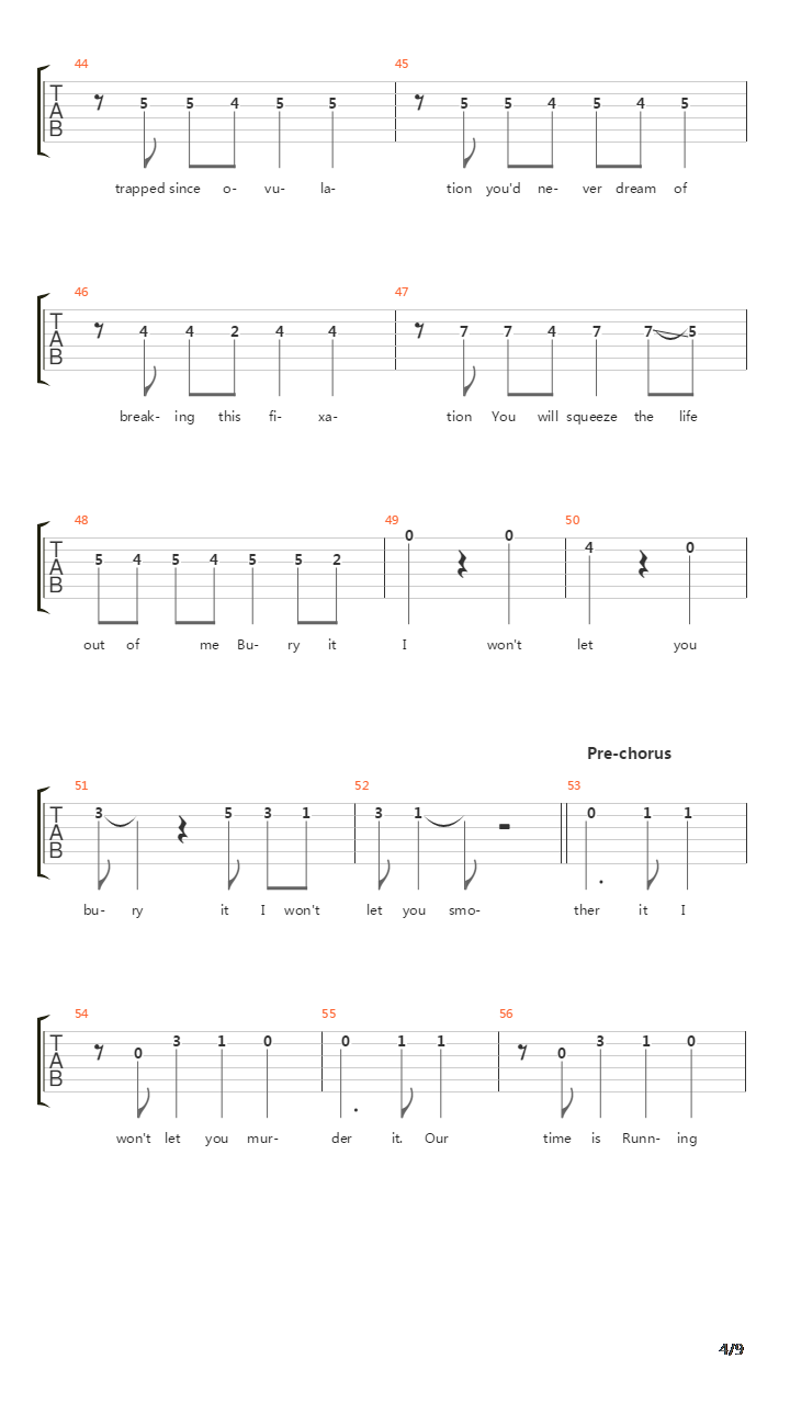 Time Is Running Out吉他谱