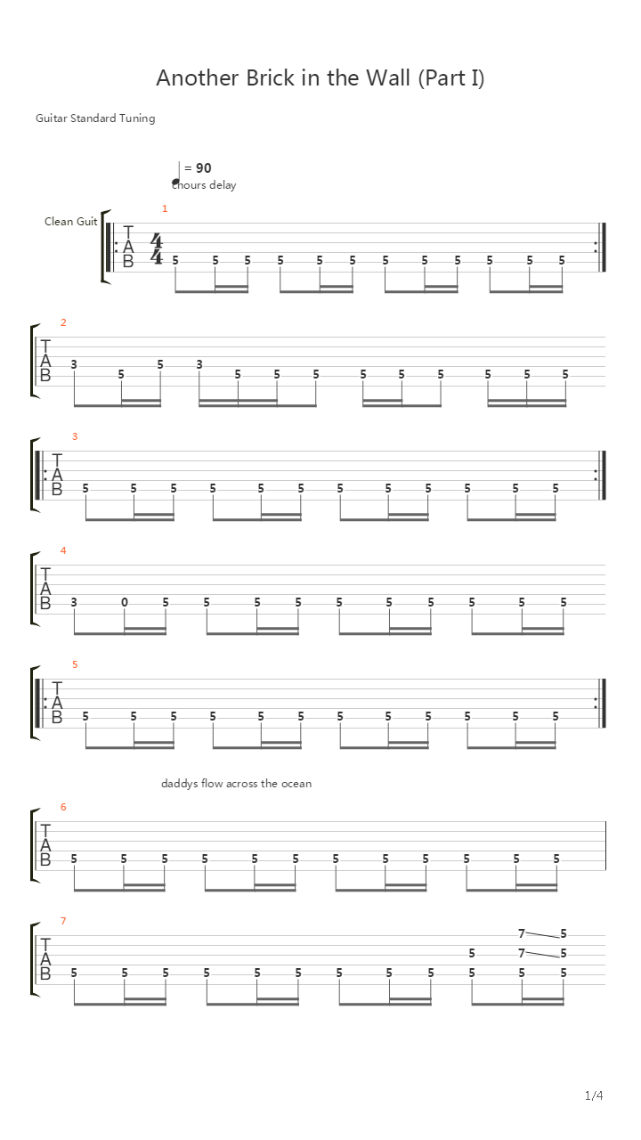 Another Brick In The Wall吉他谱
