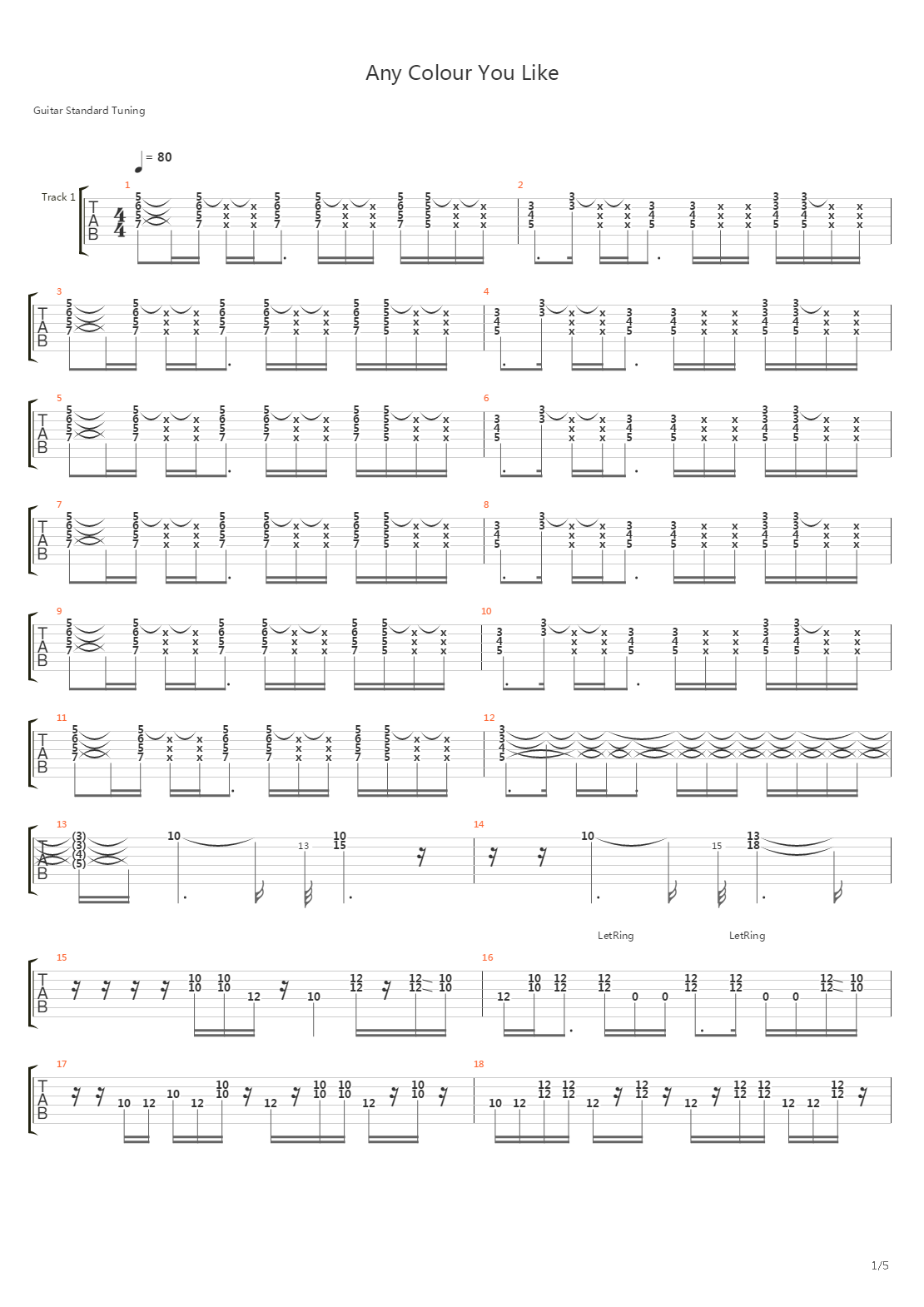 Any Colour You Like吉他谱