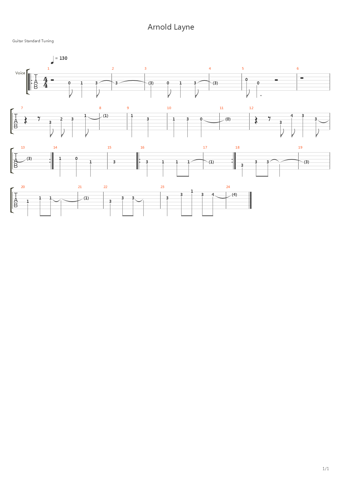 Arnold Layne吉他谱