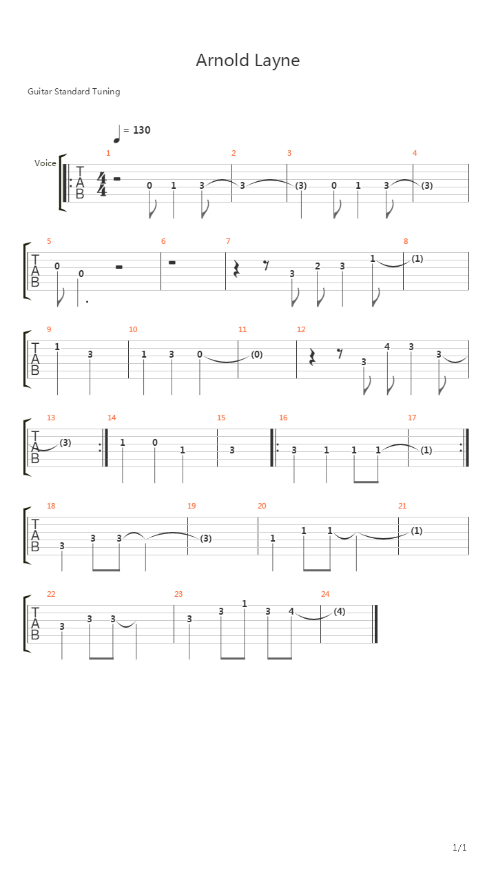 Arnold Layne吉他谱