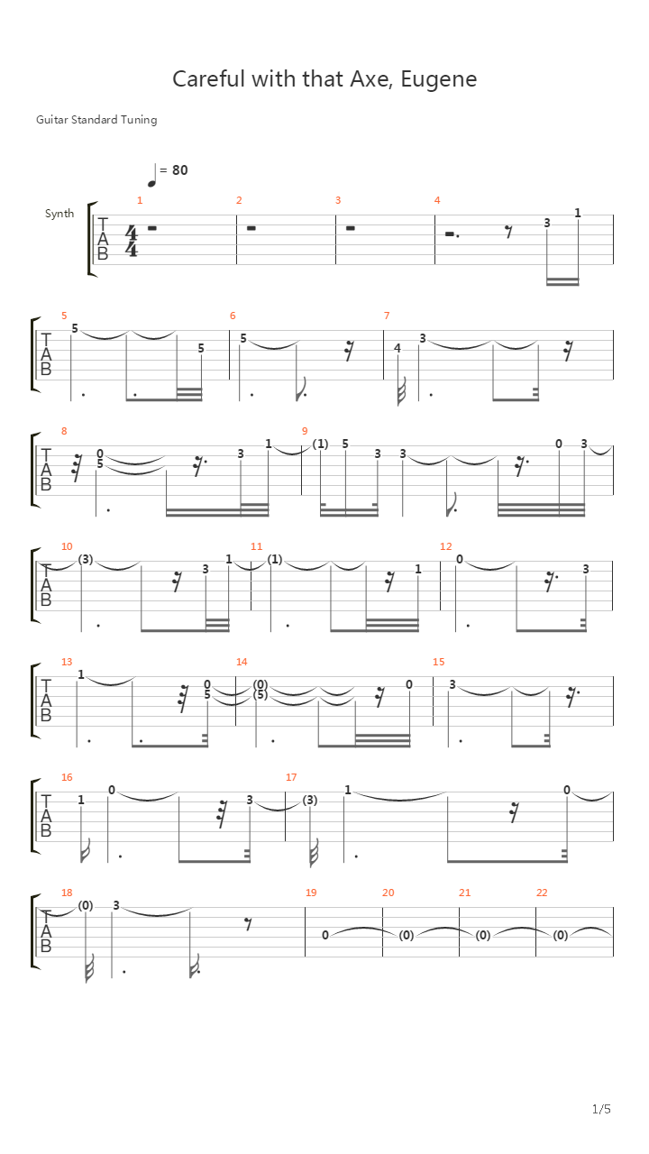 Careful With That Axe Eugene吉他谱