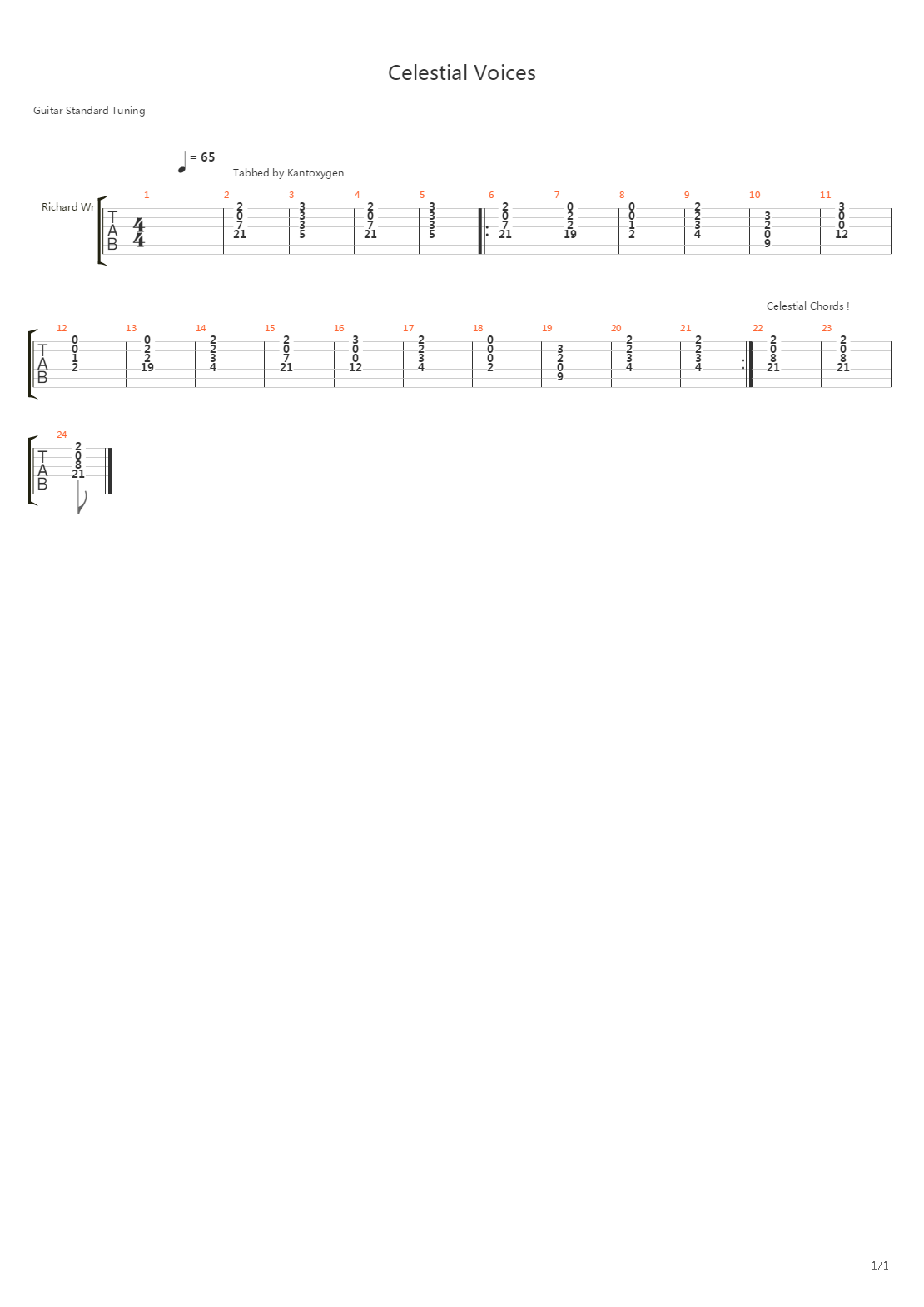 Celestial Voices吉他谱