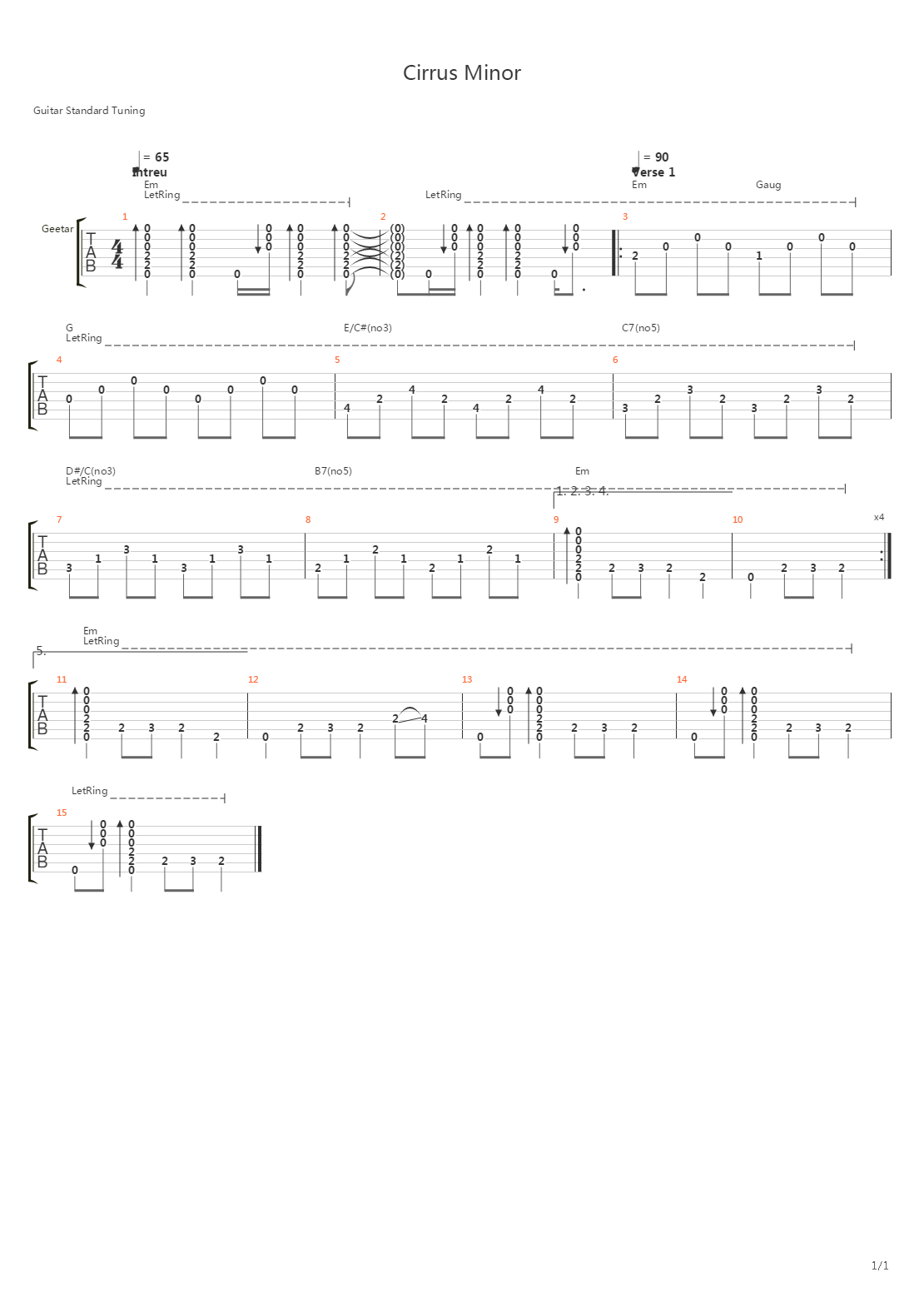Cirrus Minor吉他谱