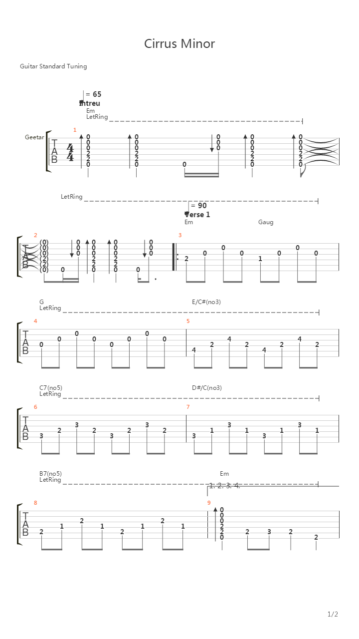Cirrus Minor吉他谱