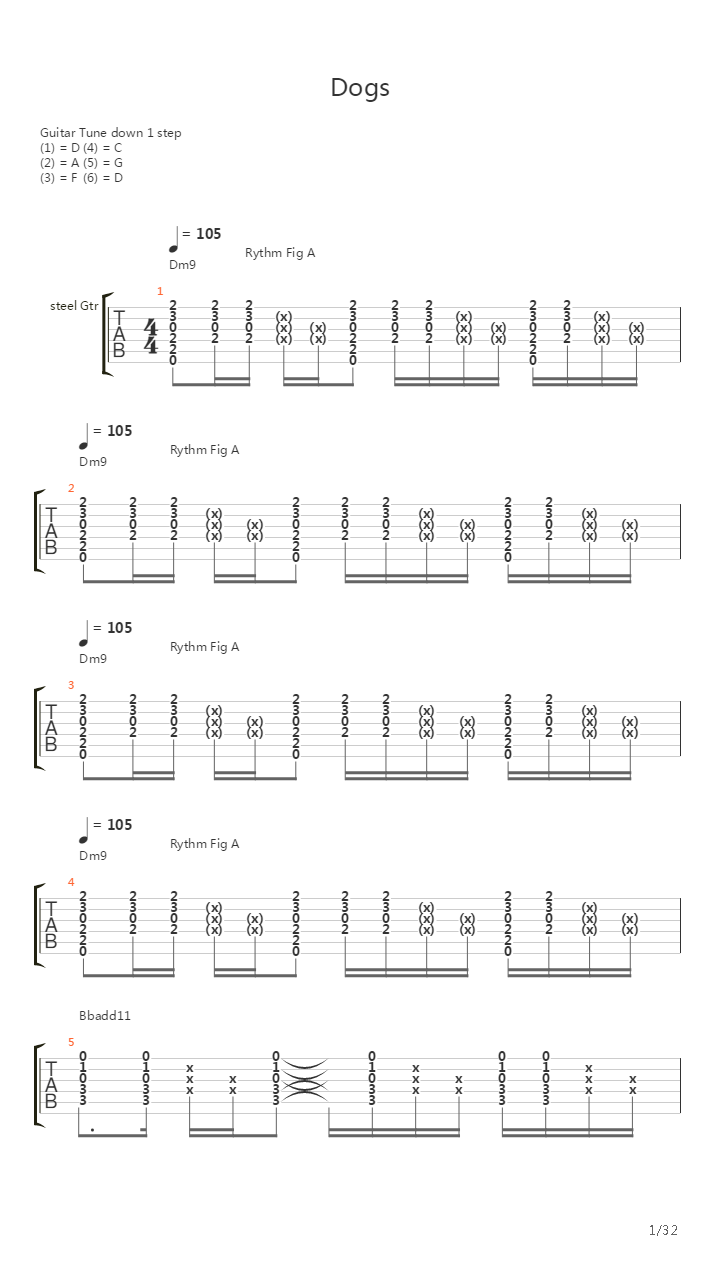 Dogs吉他谱