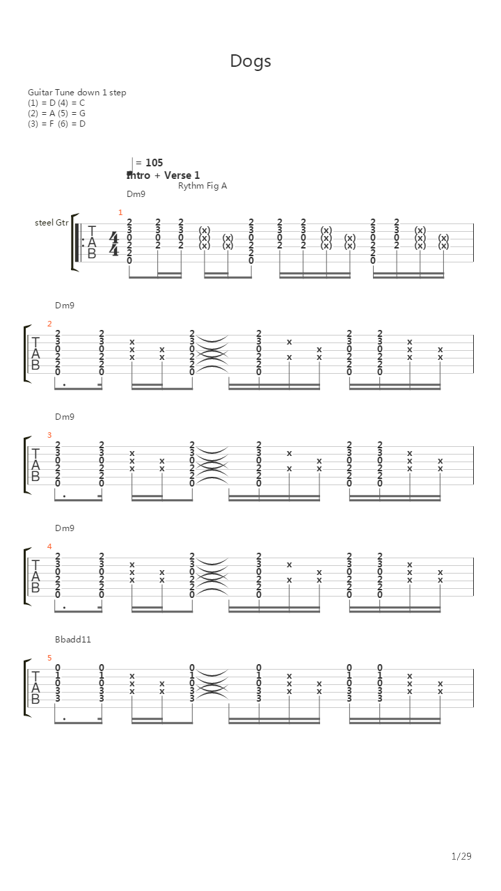 Dogs吉他谱