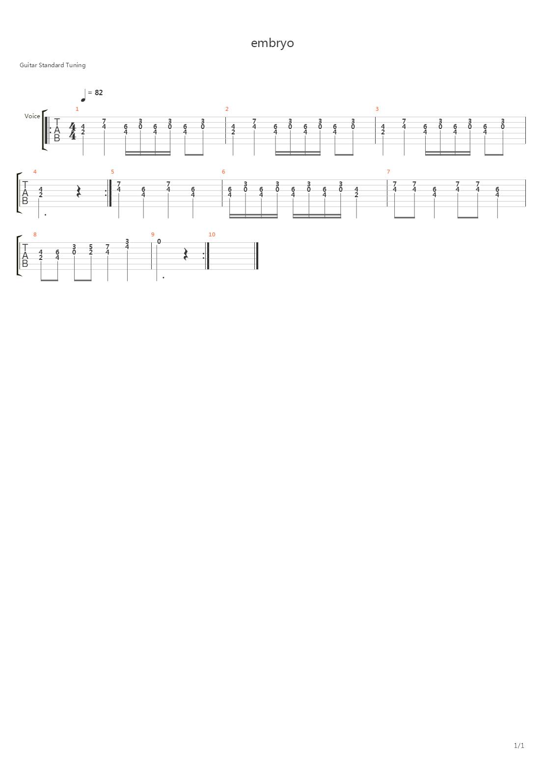 Embryo吉他谱