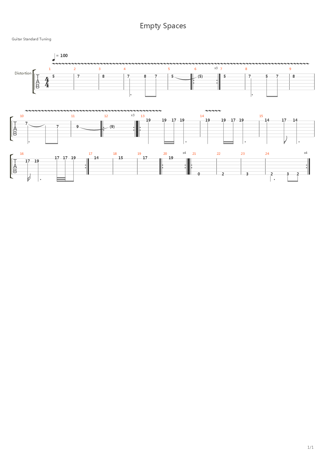 Empty Spaces吉他谱