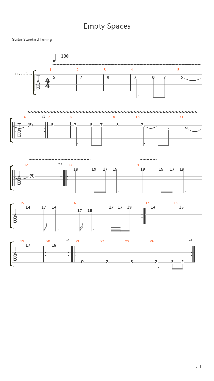 Empty Spaces吉他谱
