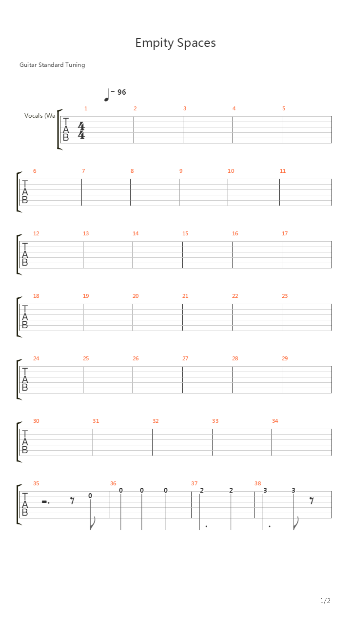 Empty Spaces吉他谱