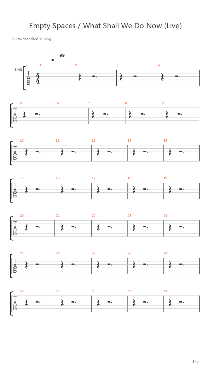 Empty Spaces吉他谱
