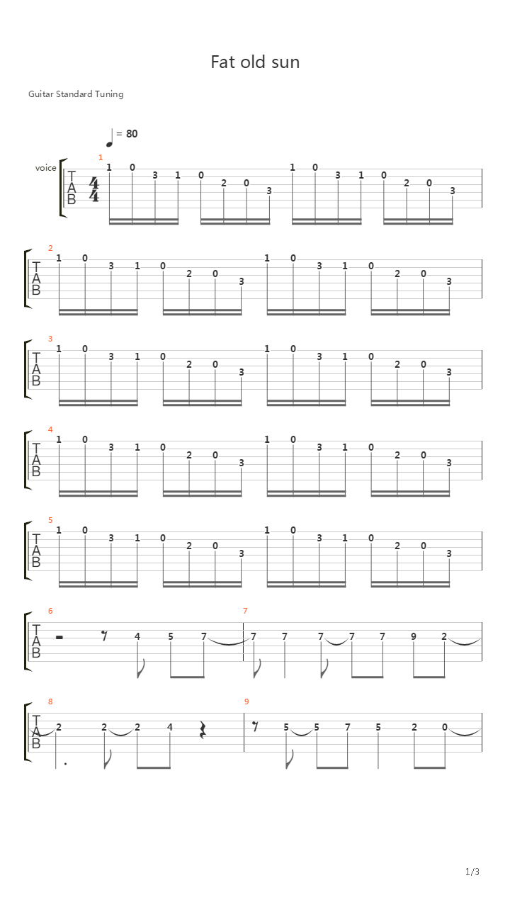 Fat Old Sun吉他谱