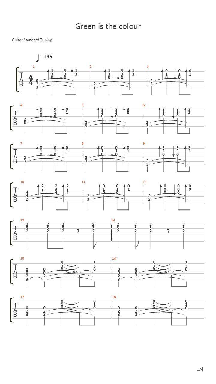 Green Is The Colour吉他谱