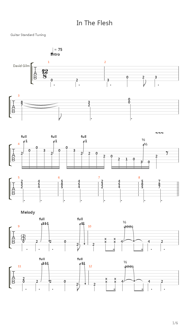 In The Flesh吉他谱