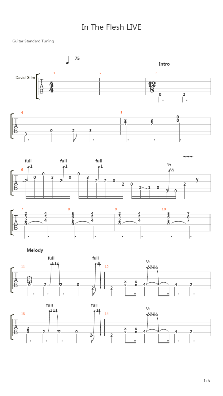 In The Flesh吉他谱