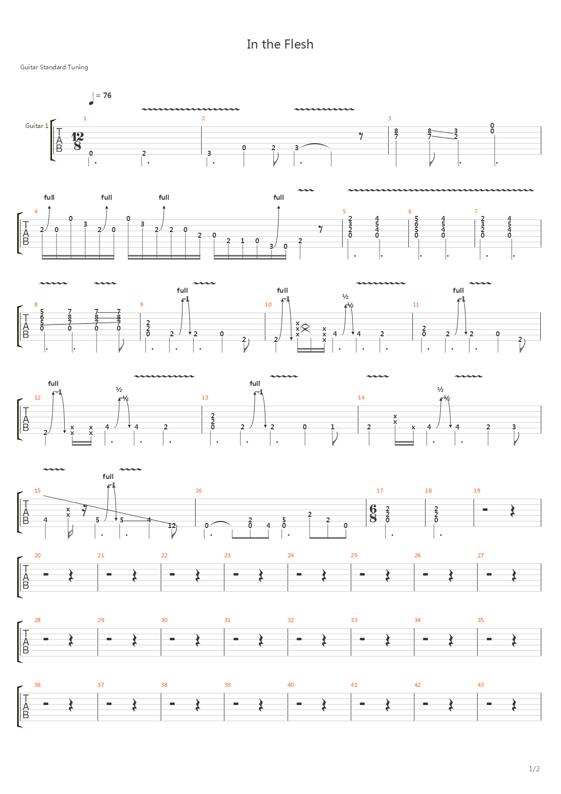 In The Flesh吉他谱