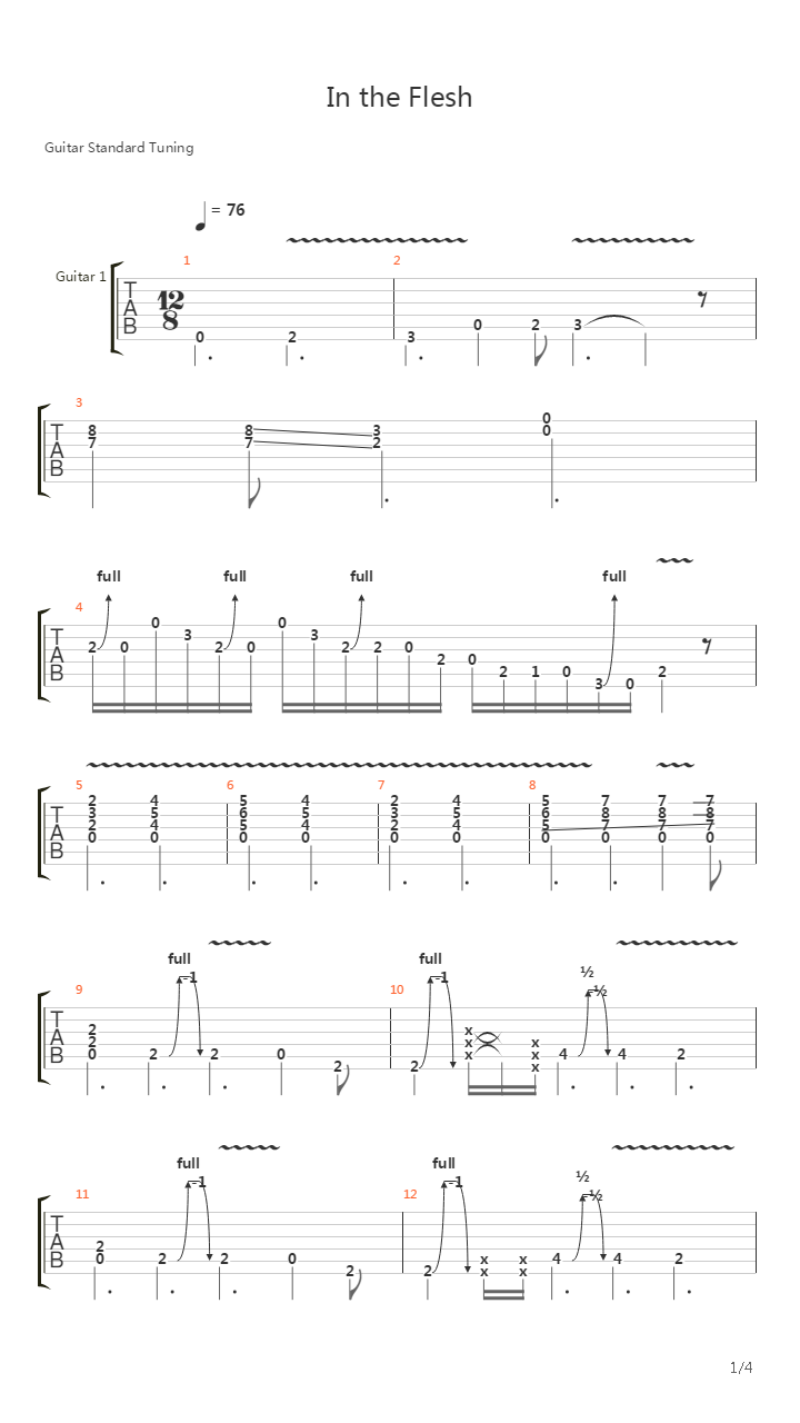 In The Flesh吉他谱