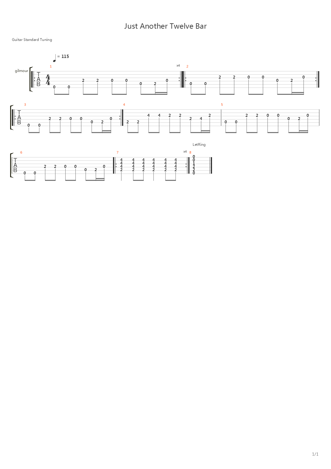 Just Another Twelve Bar吉他谱