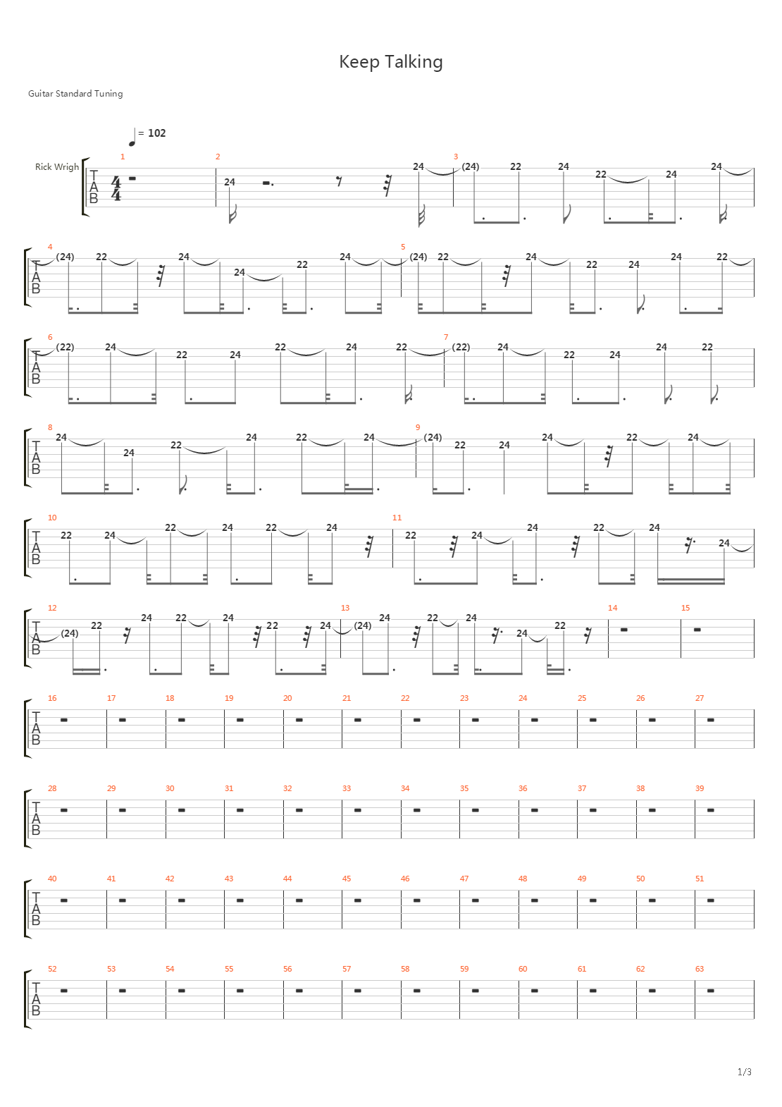 Keep Talking吉他谱