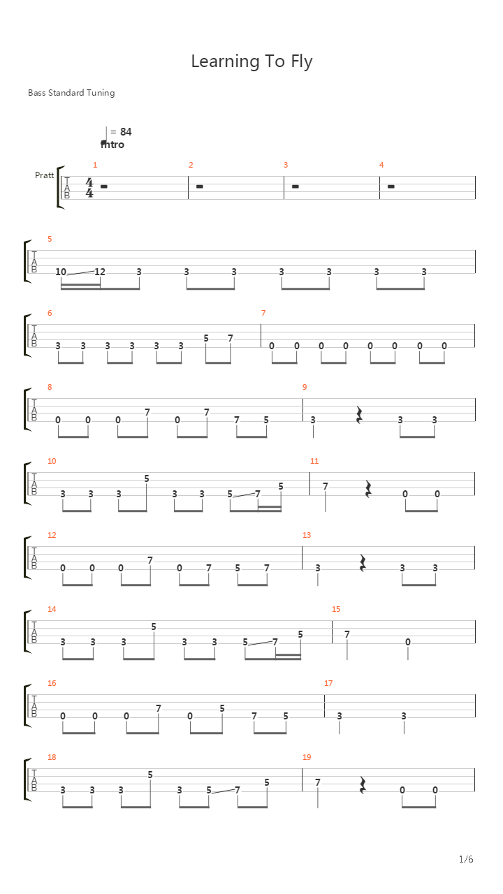 Learning To Fly吉他谱