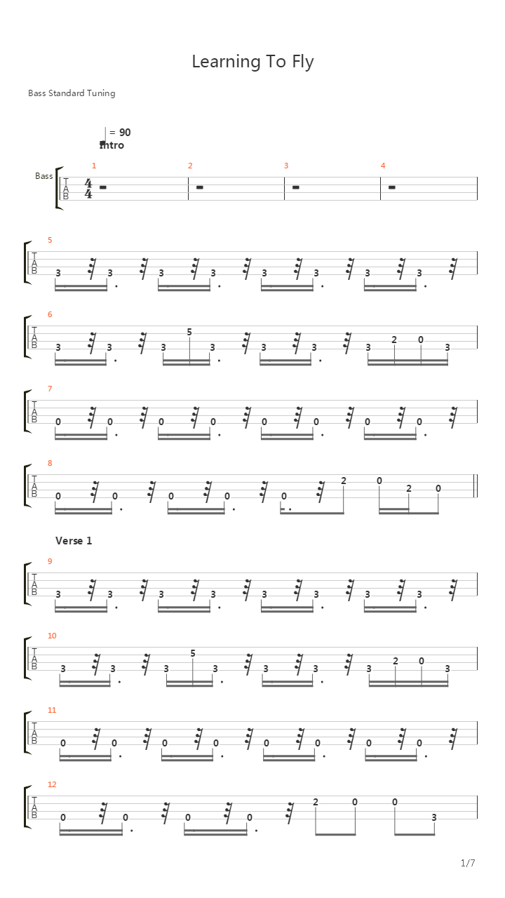 Learning To Fly吉他谱