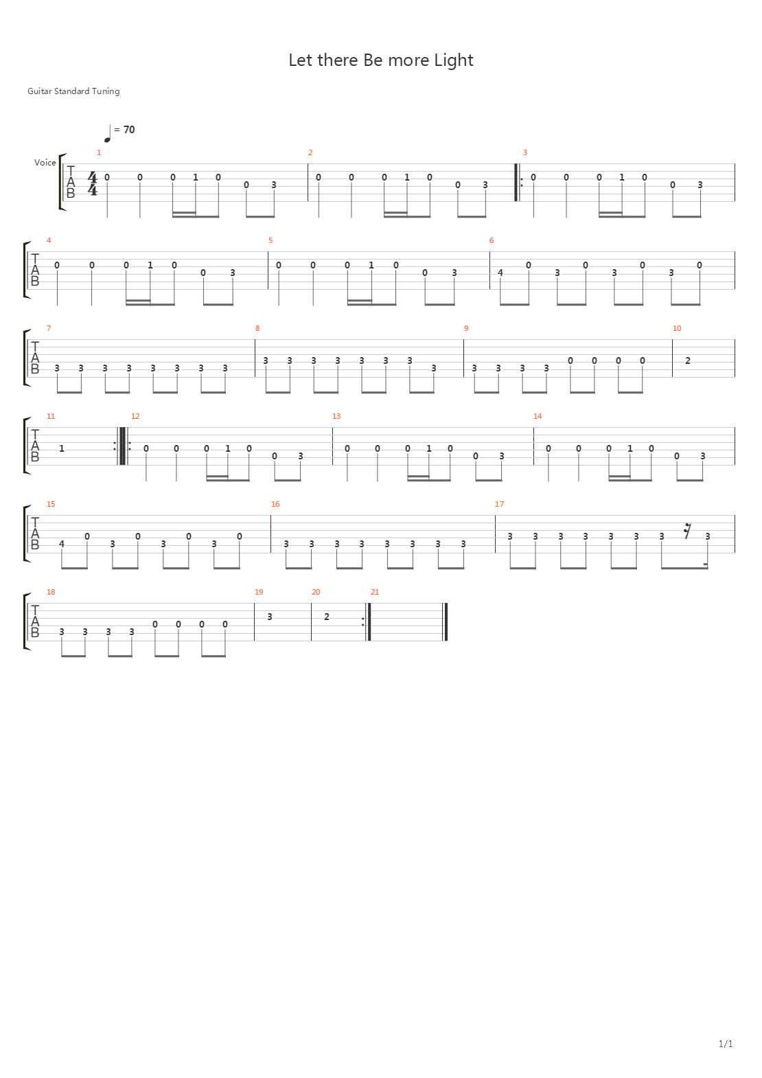 Let There Be More Light吉他谱