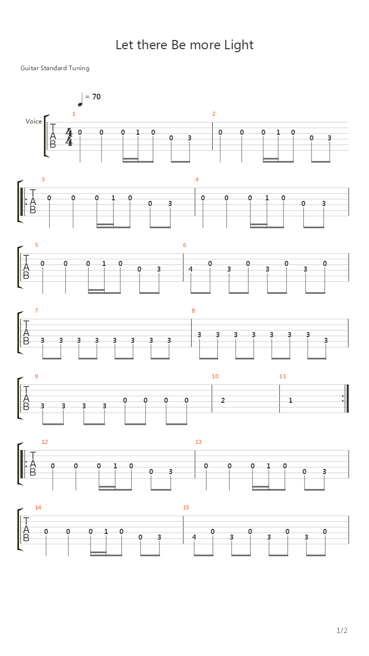 Let There Be More Light吉他谱