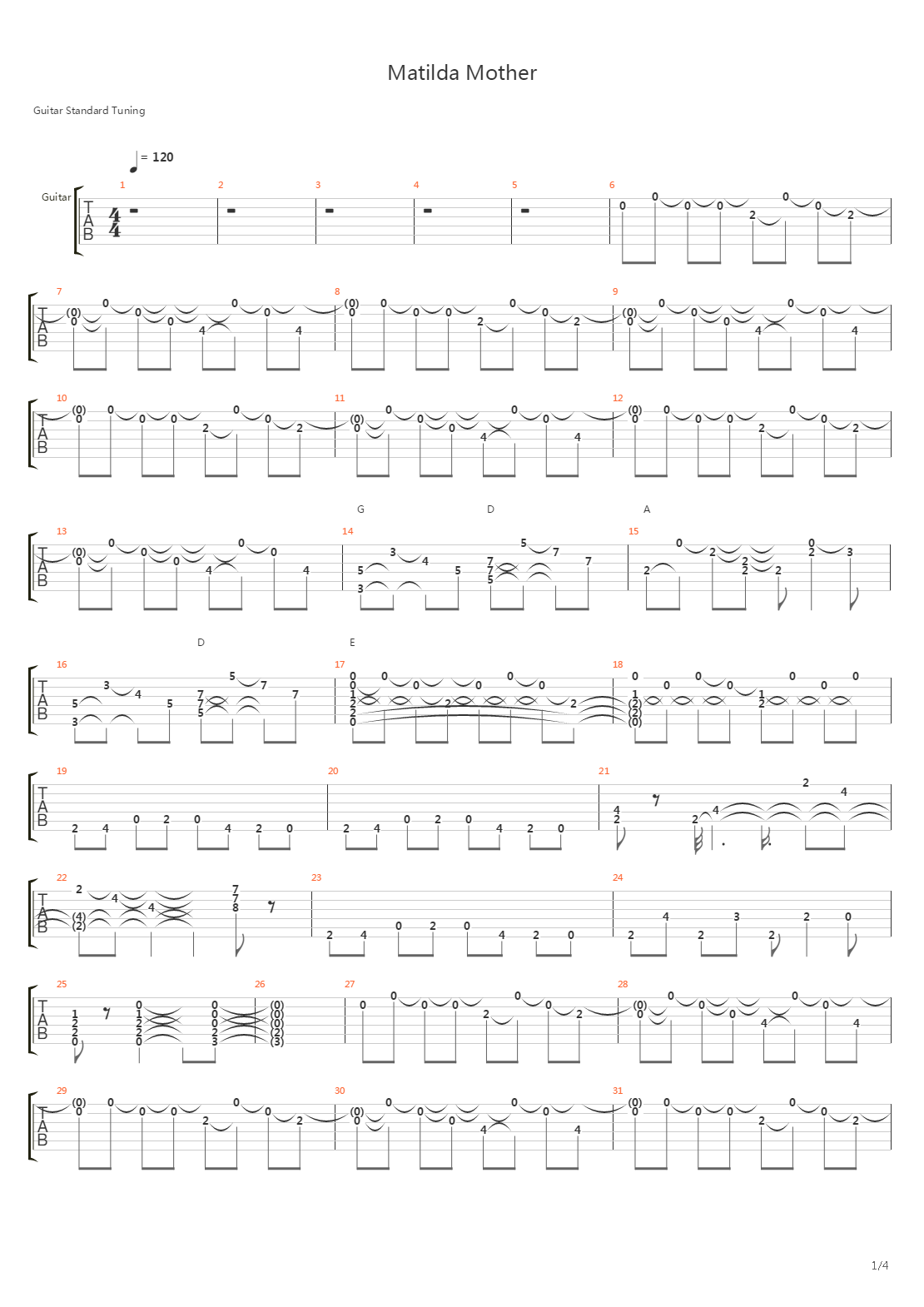 Matilda Mother吉他谱