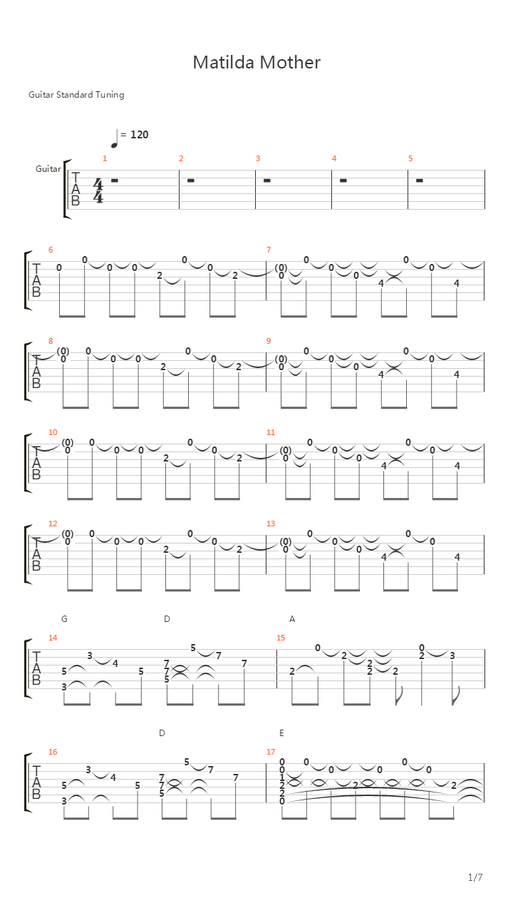 Matilda Mother吉他谱