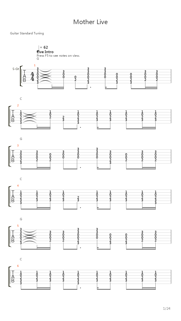 Mother吉他谱