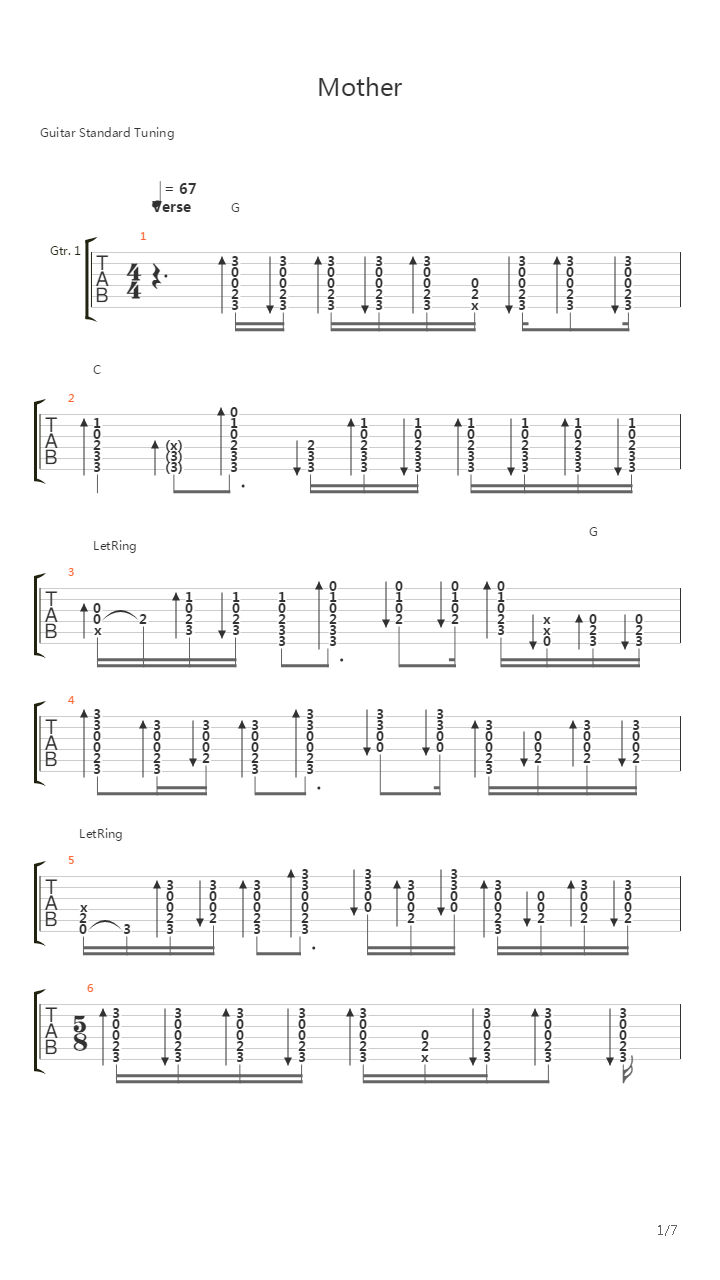 Mother吉他谱