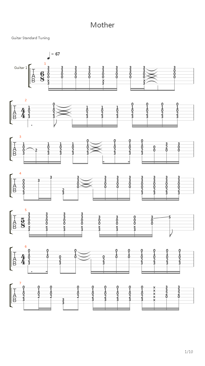 Mother吉他谱