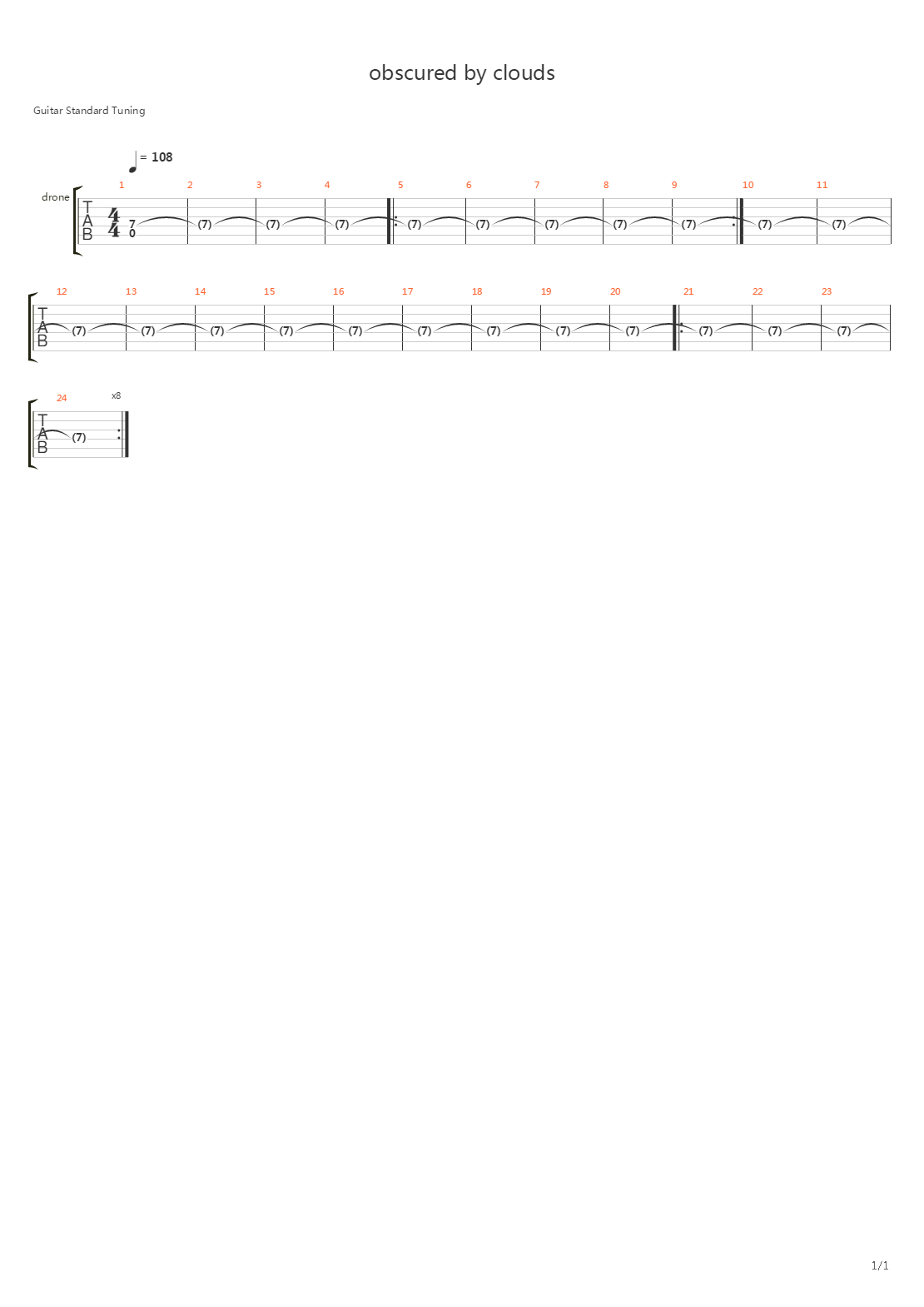 Obscured By Clouds吉他谱