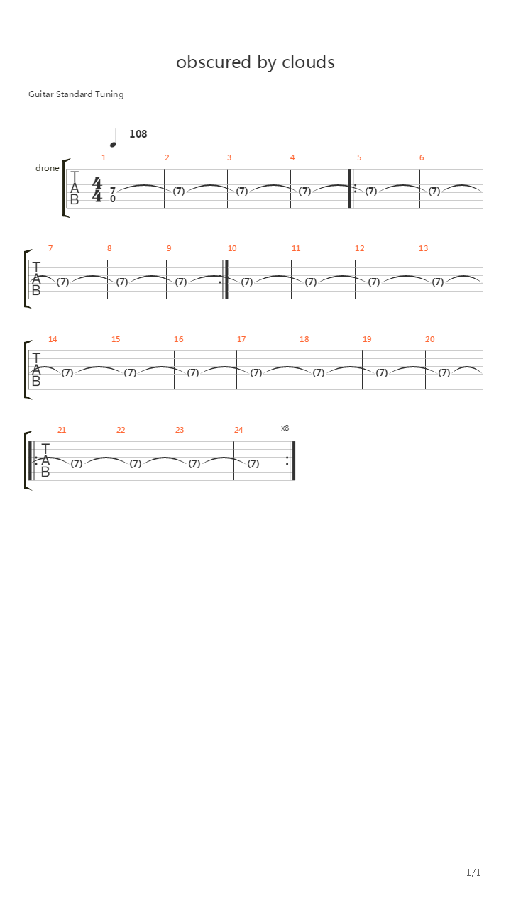 Obscured By Clouds吉他谱