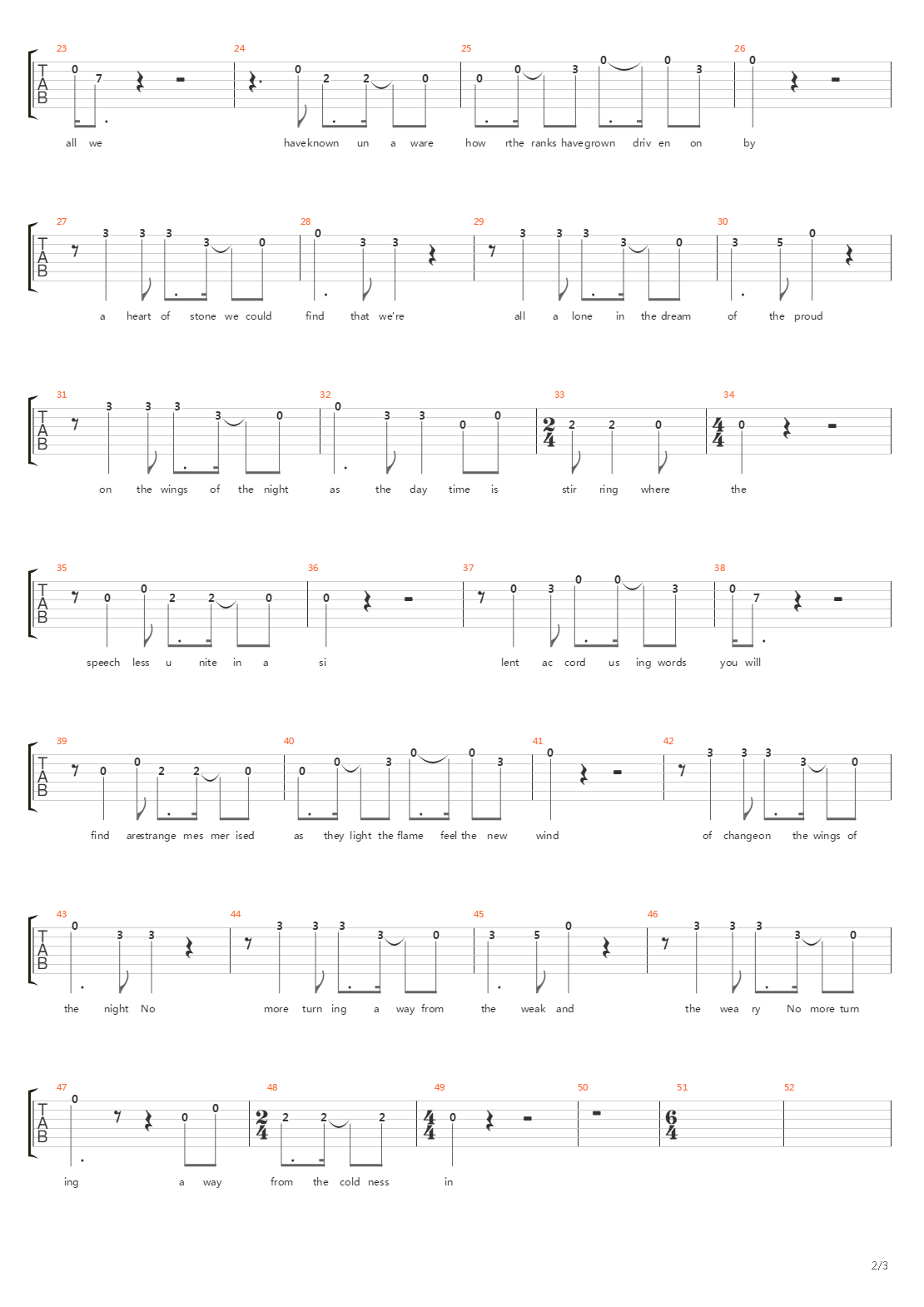 On The Turning Away吉他谱