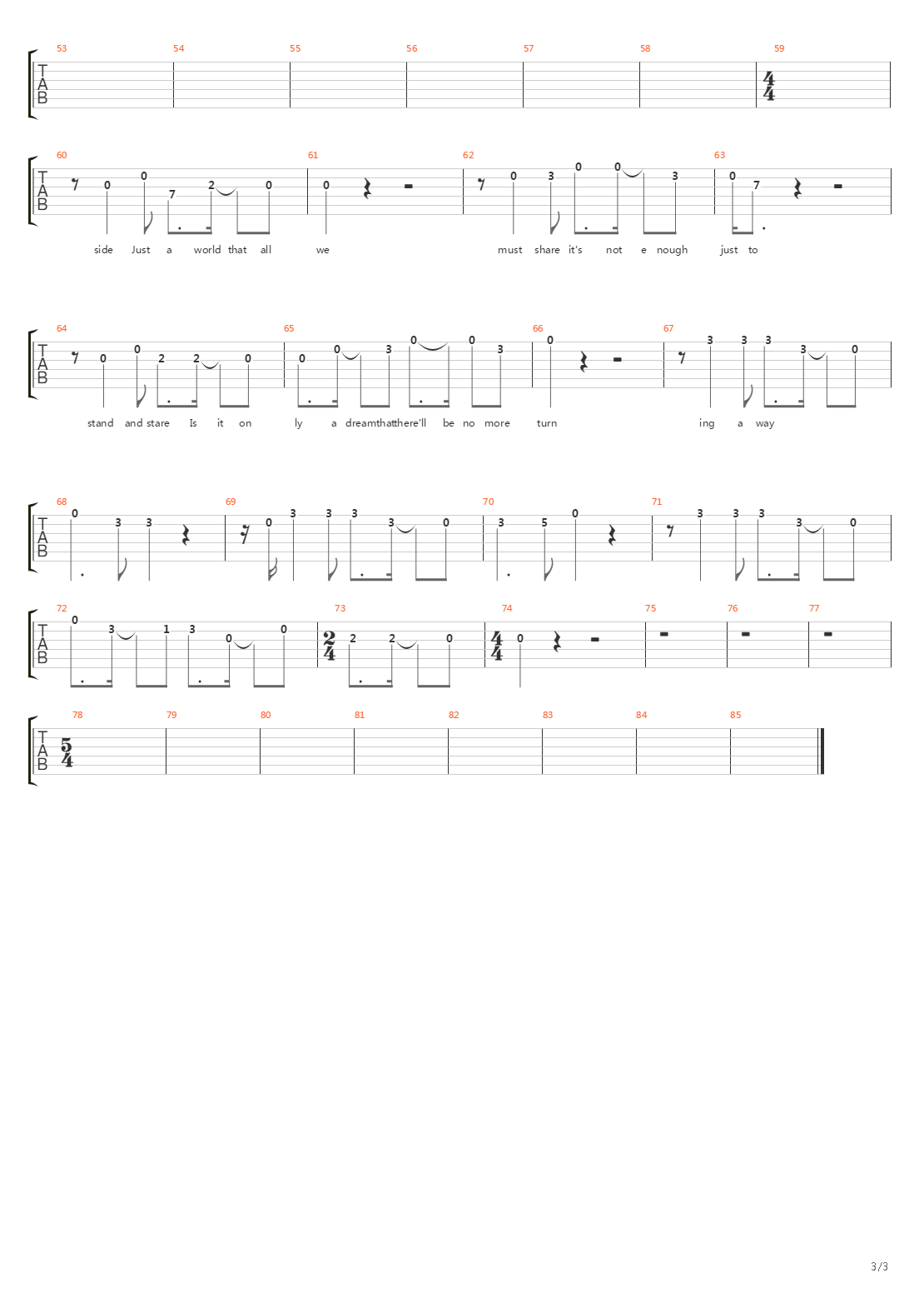 On The Turning Away吉他谱