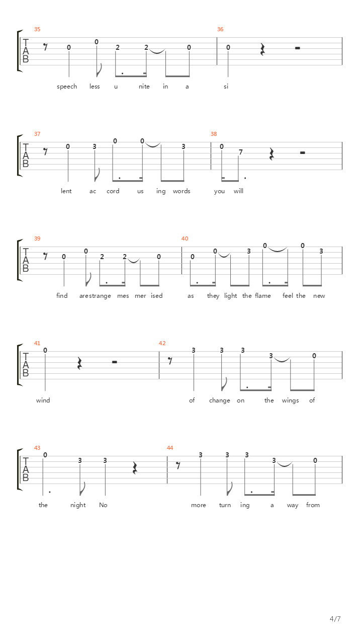 On The Turning Away吉他谱