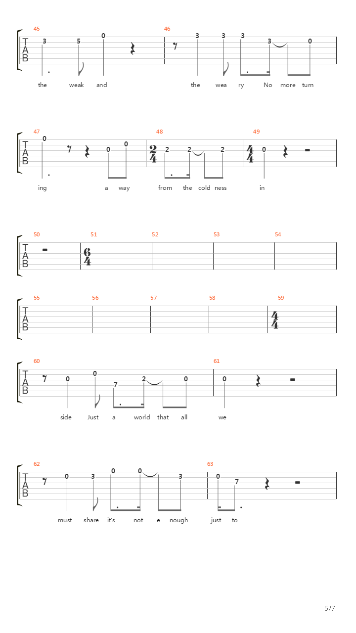 On The Turning Away吉他谱